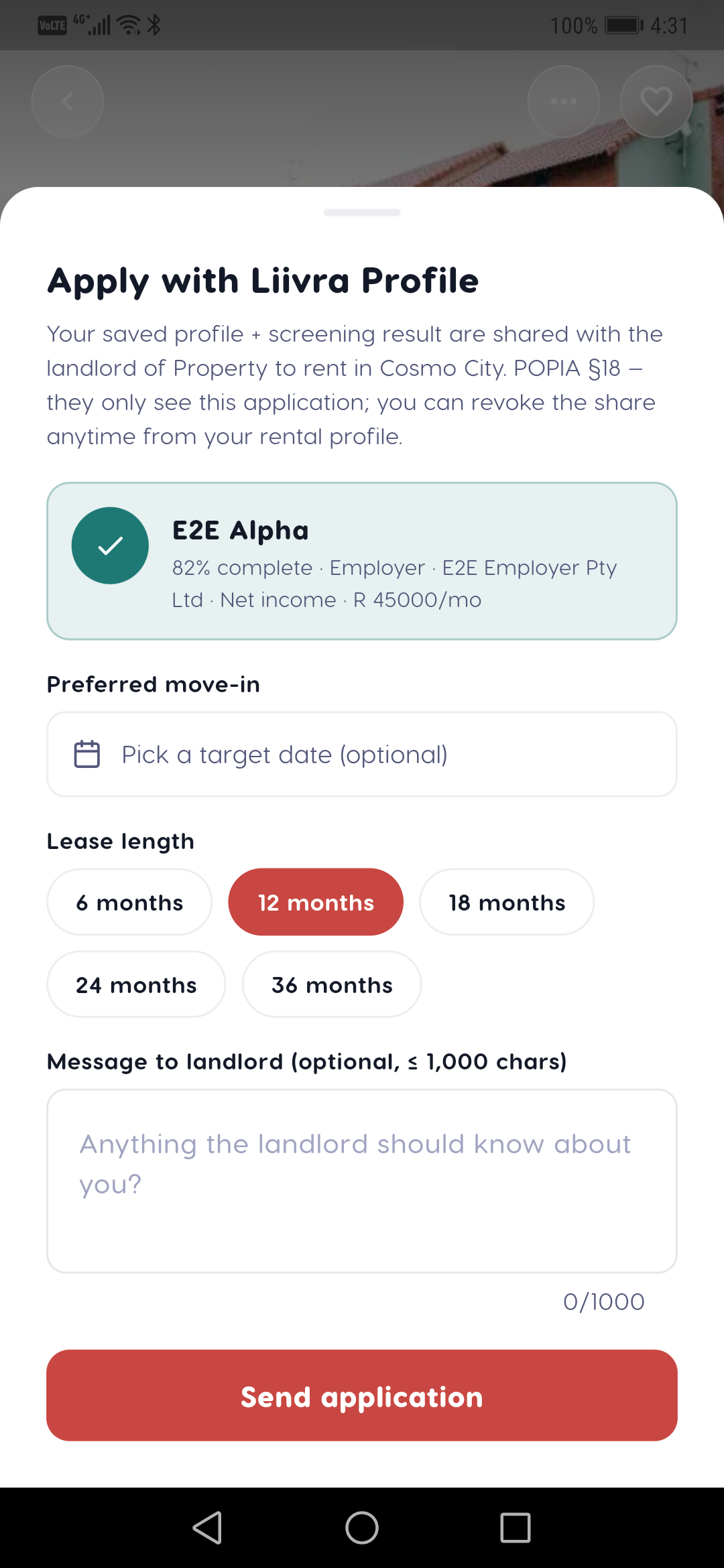 Apply step 1 — Liivra app