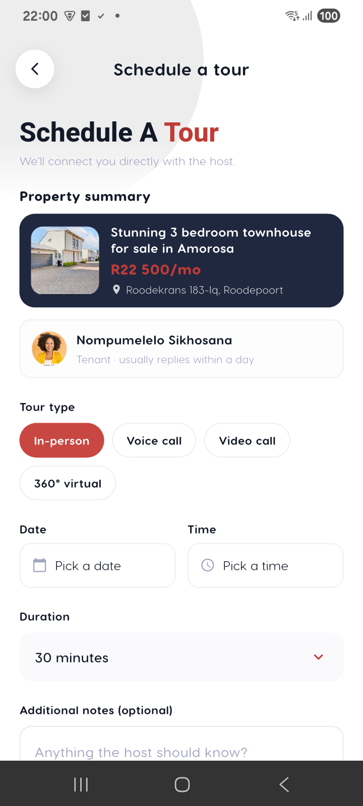 Tour request — Liivra app