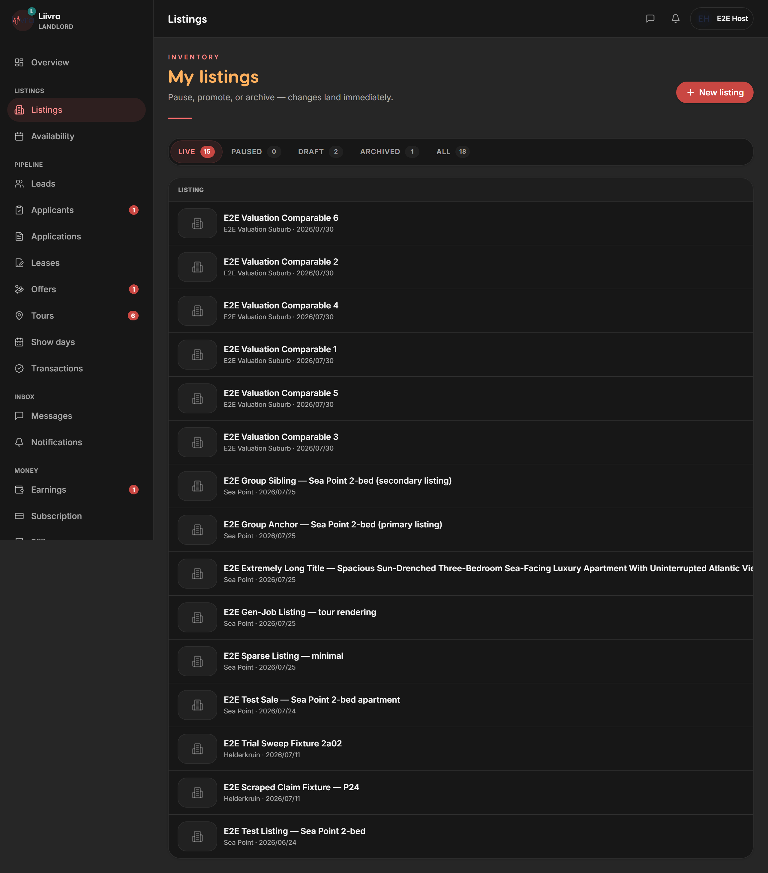 Bulk generate ads — Liivra web (dark)