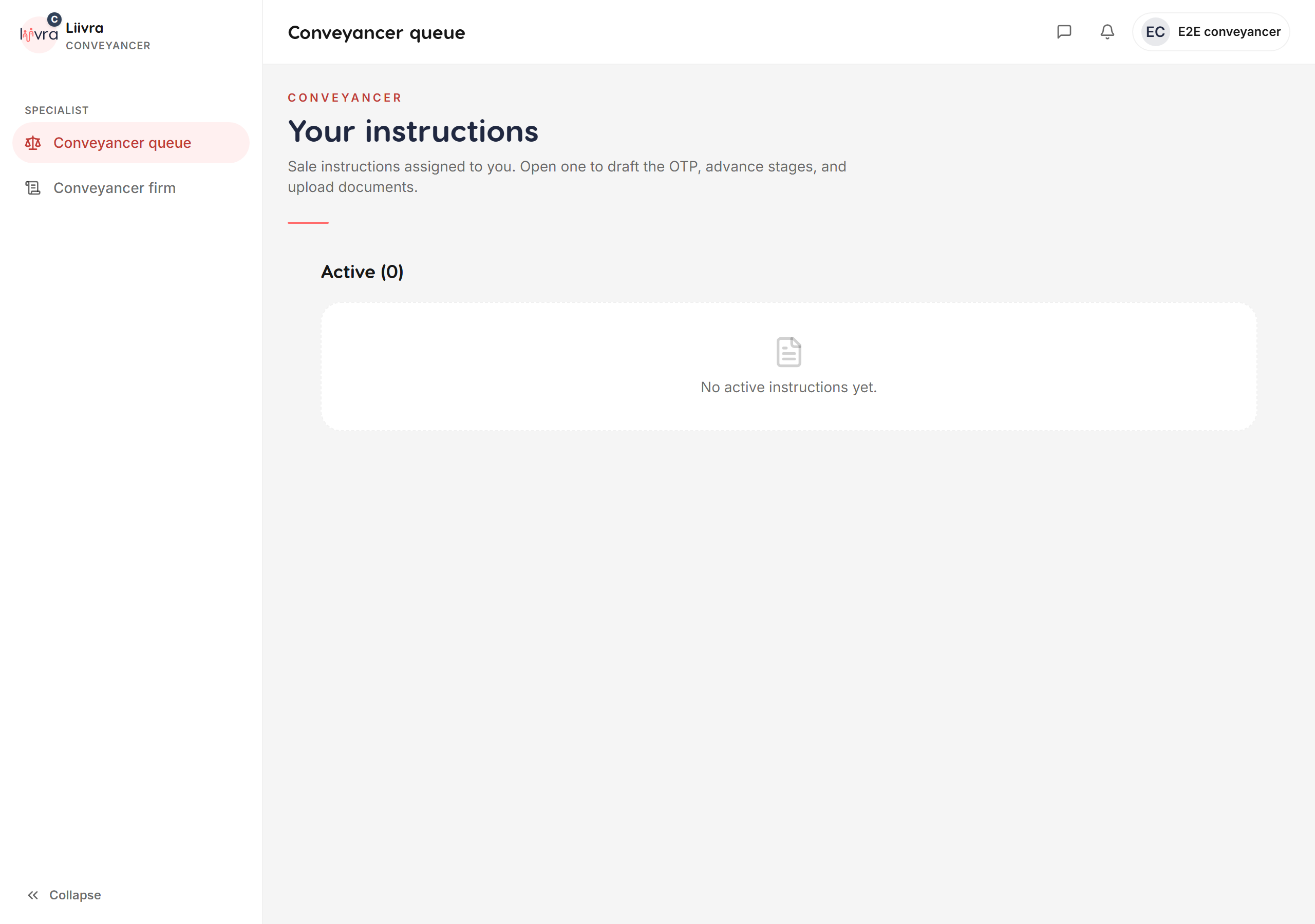 Conveyancer queue — Liivra web