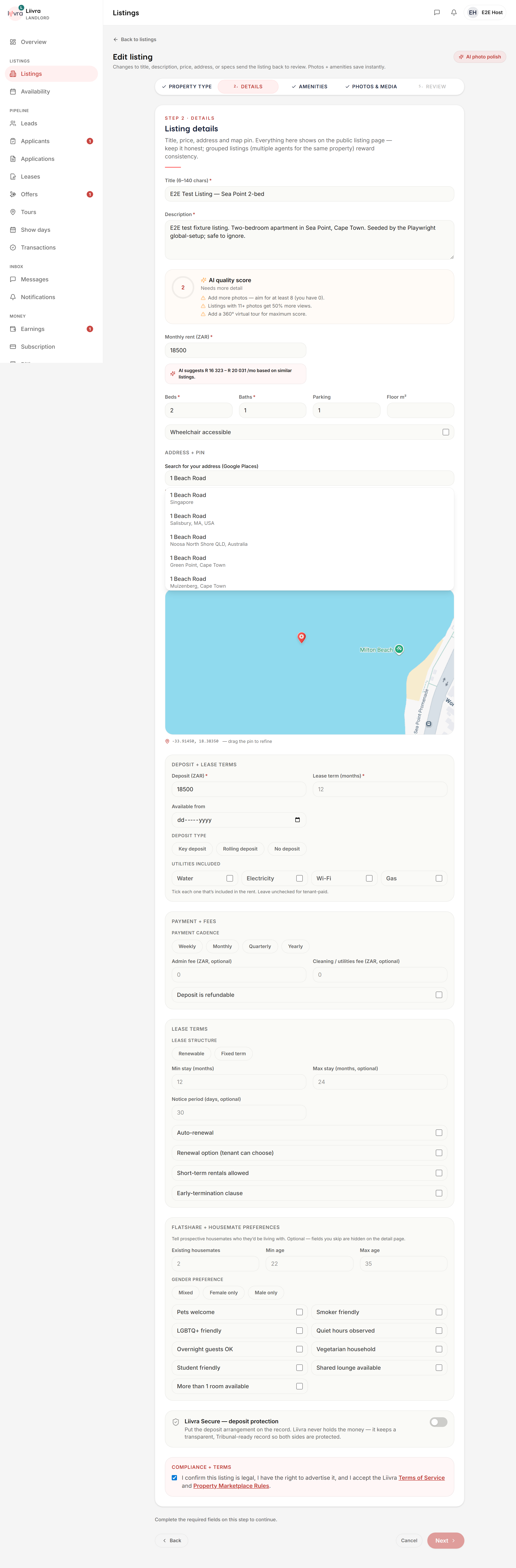 Wizard quality score — Liivra web