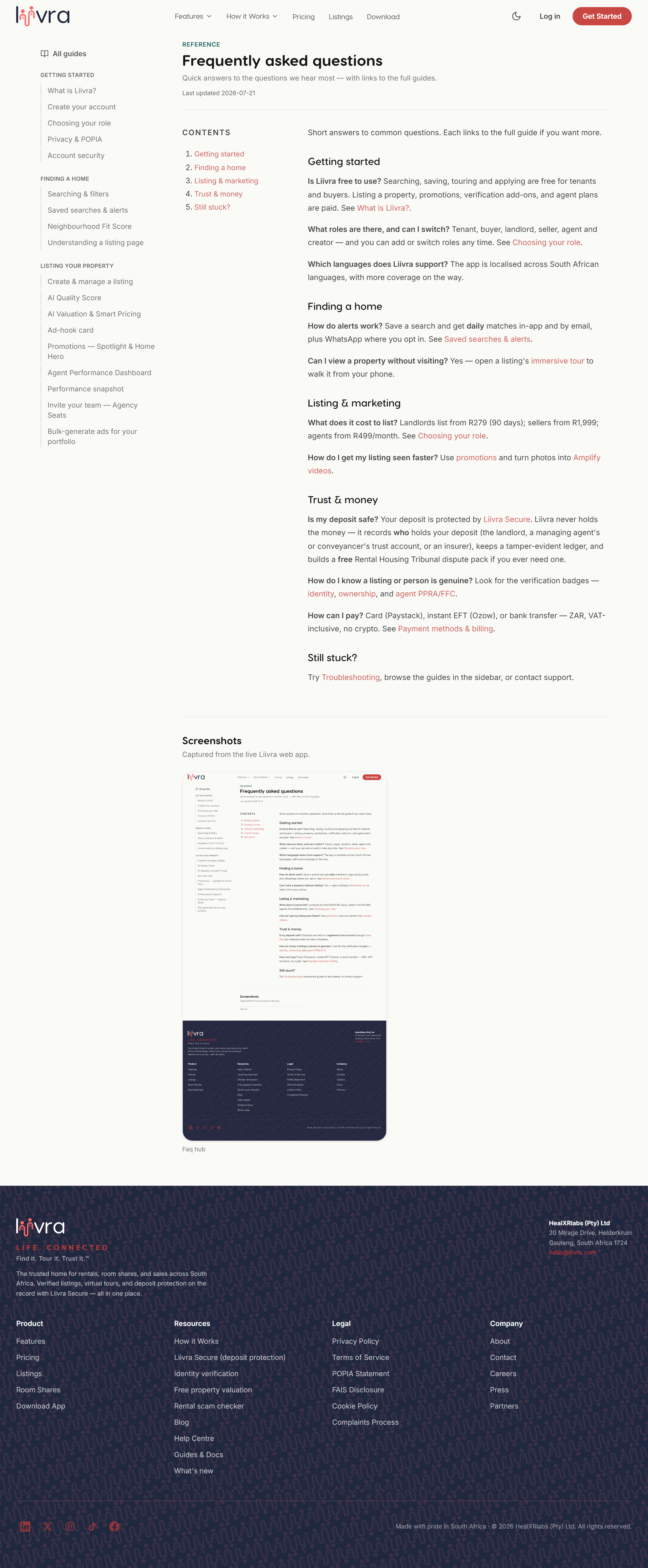 Faq hub — Liivra web