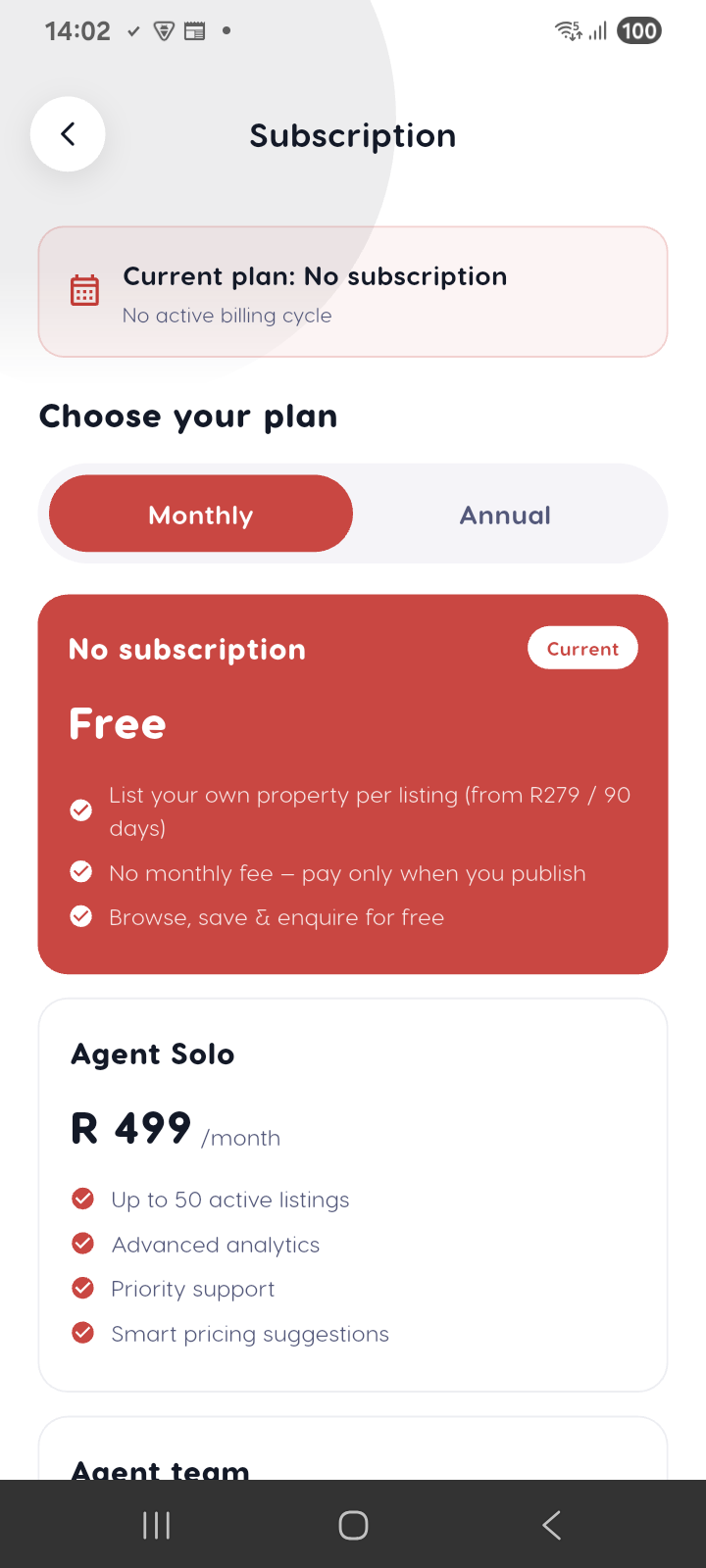 Subscription manage — Liivra app