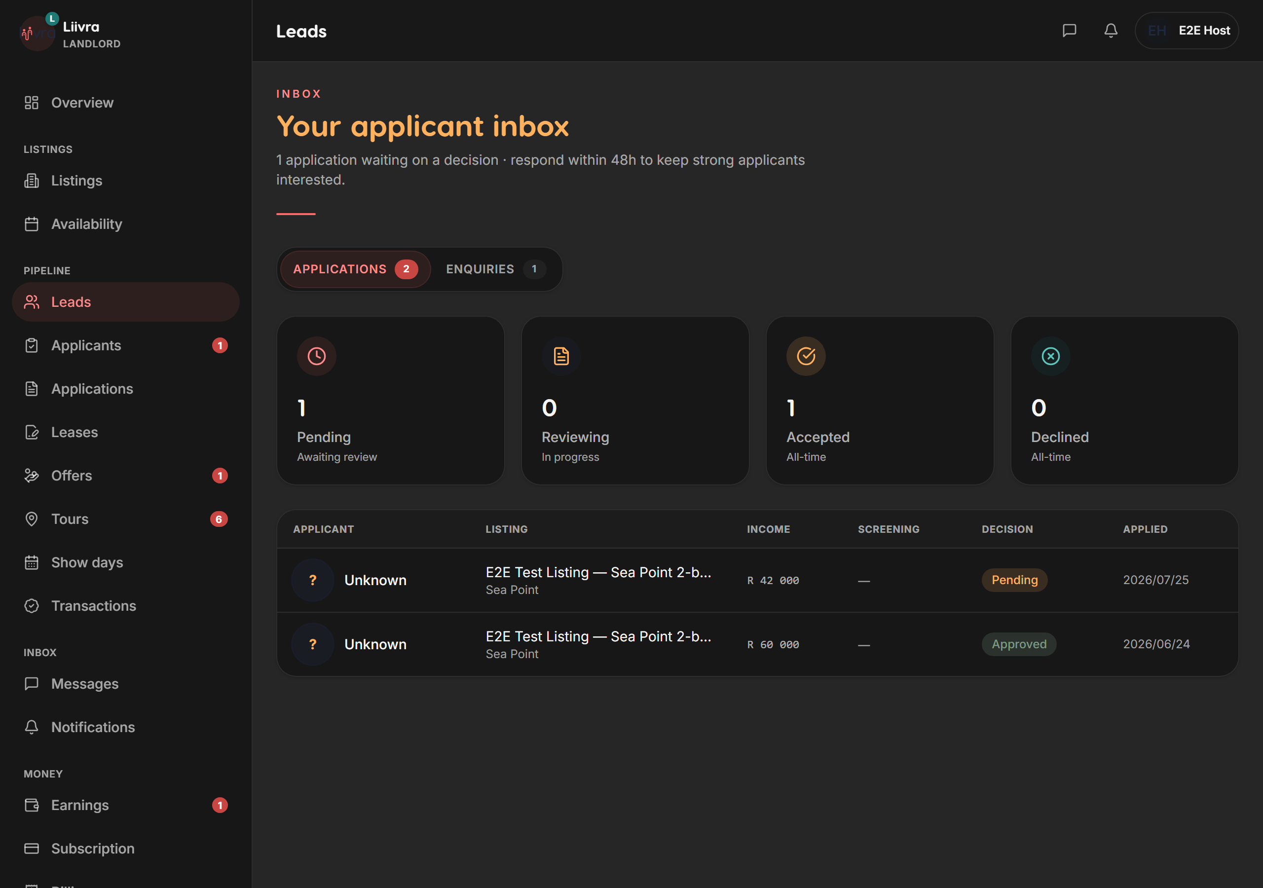 Shortlist flag — Liivra web (dark)