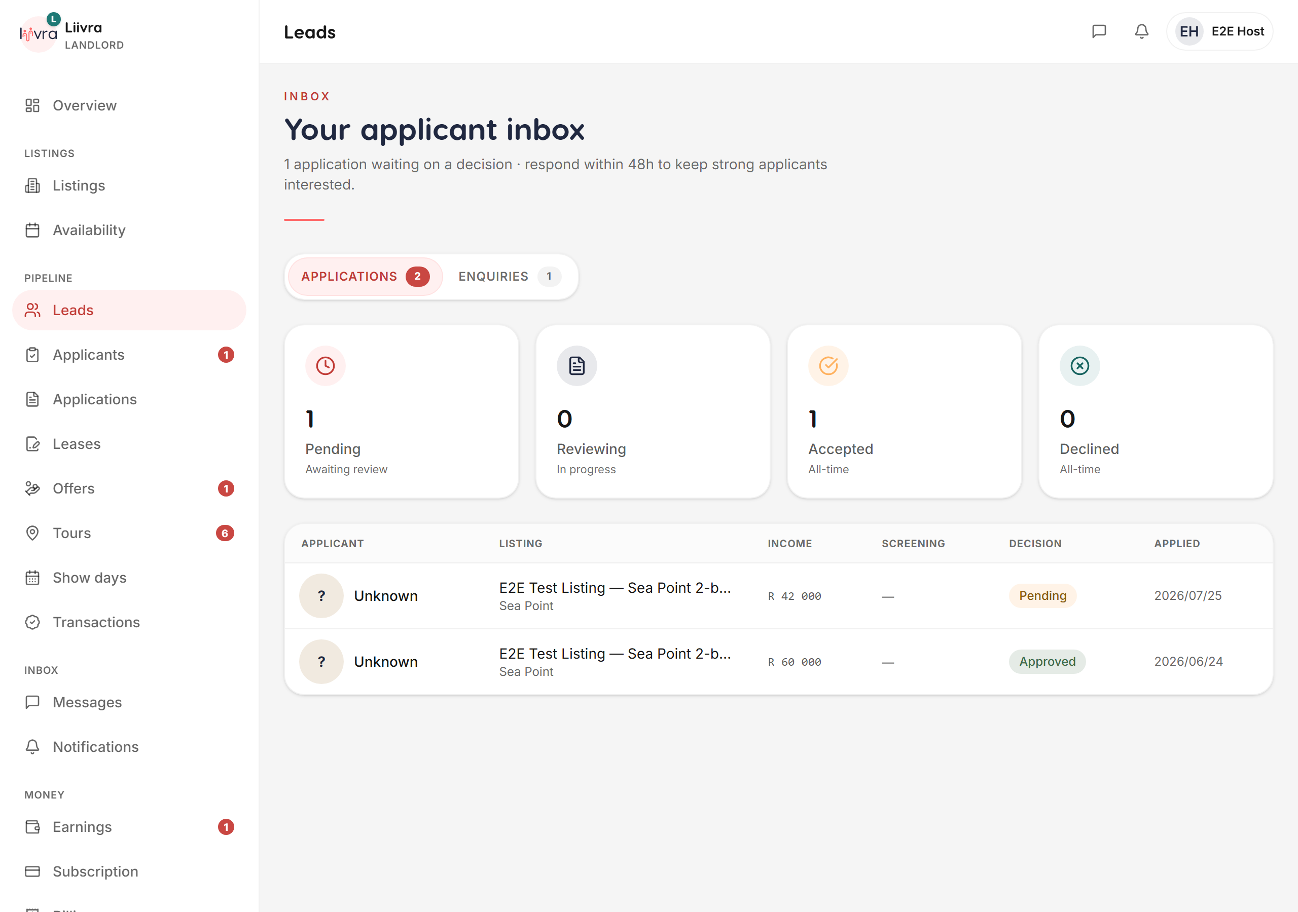 Shortlist flag — Liivra web