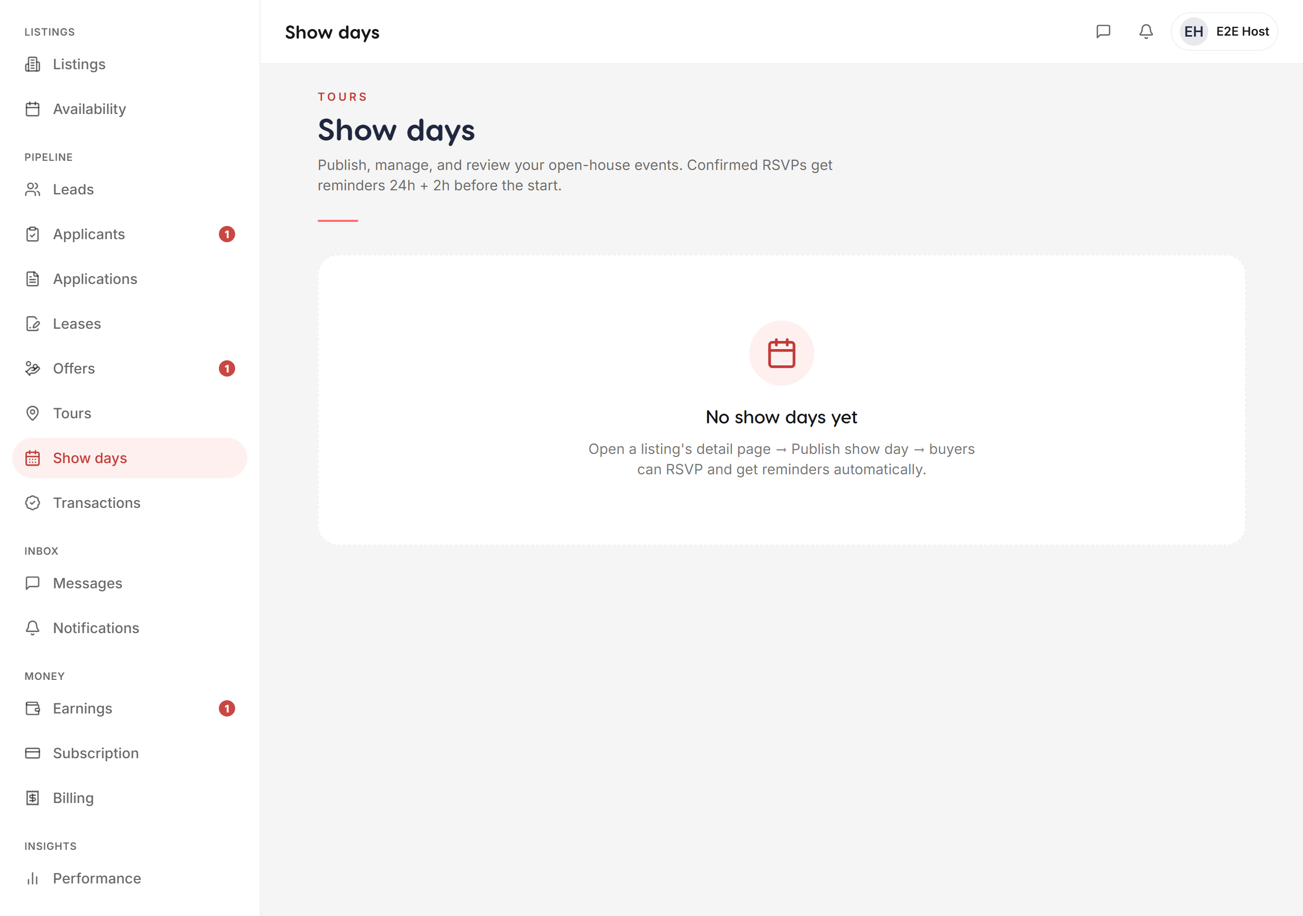 Show day create — Liivra web