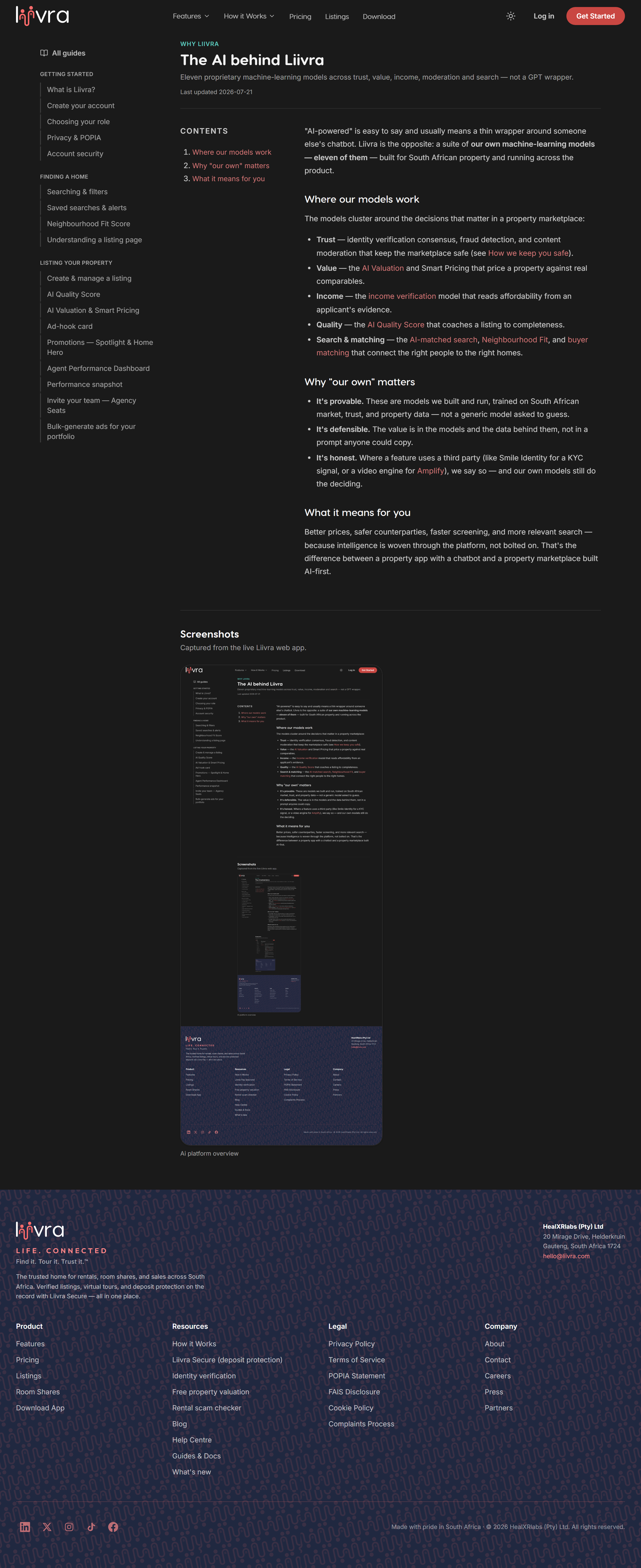 Ai platform overview — Liivra web (dark)