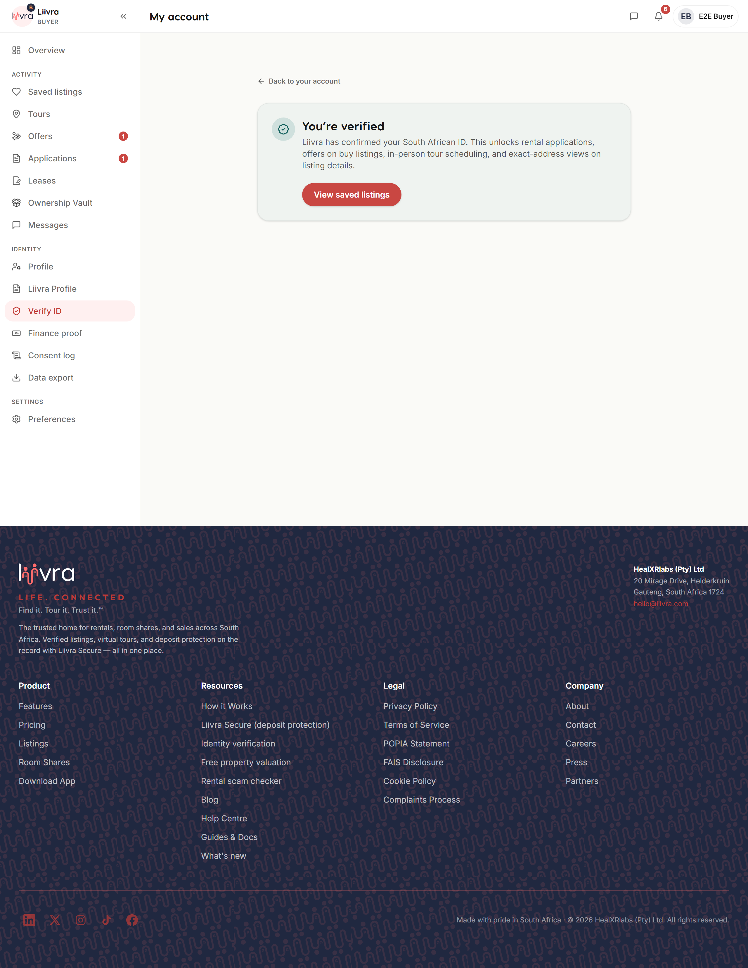 Verification tier badge — Liivra web