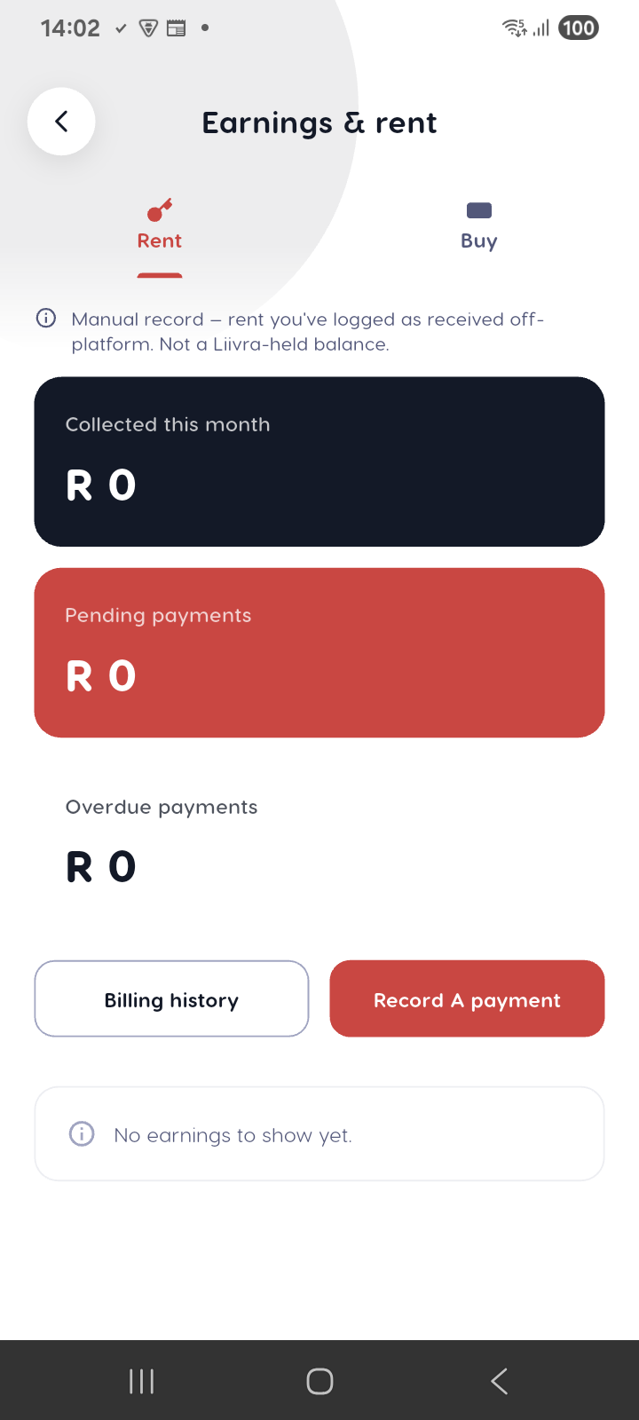 Earnings ledger — Liivra app