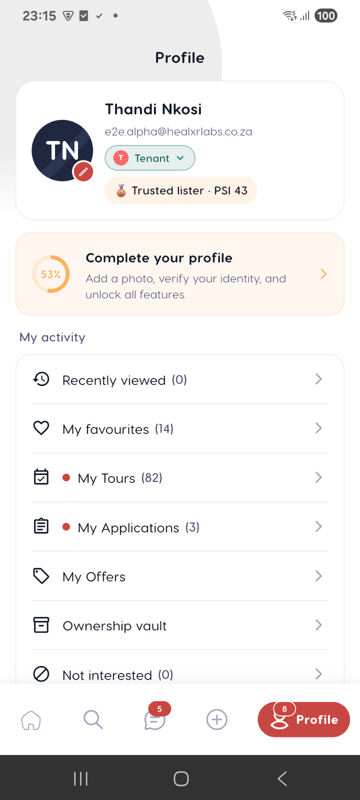 Account profile — Liivra app